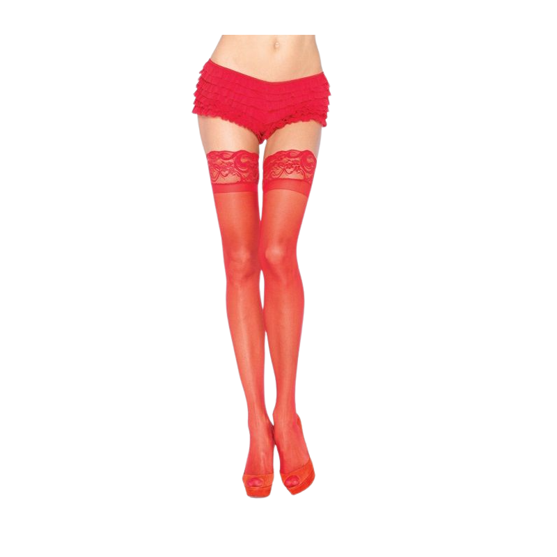 LEG AVENUE - COLLANT ROUGE AVEC DENTELLE AUTO-ADHÉSIVE LEG AVENUE - COLLANT ROUGE AVEC DENTELLE AUTO-ADHÉSIVE