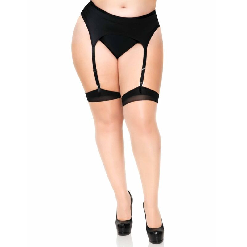 LEG AVENUE - PLUS LYCRA SHEER 2 TONS CUISSES HAUTES AVEC COUTURE ARRIÈRE ET TALON CUBAIN LEG AVENUE - PLUS LYCRA SHEER 2 TONS CUISSES HAUTES AVEC COUTURE ARRIÈRE ET TALON CUBAIN