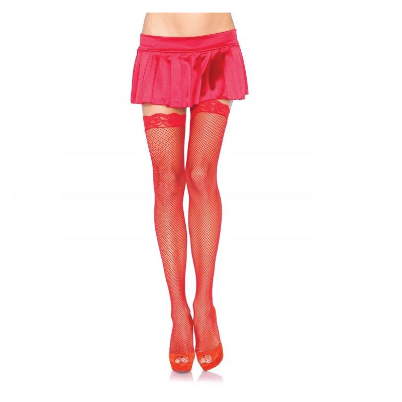 LEG AVENUE - PETITS BAS RÉSILLE AVEC DENTELLE ROUGE LEG AVENUE - PETITS BAS RÉSILLE AVEC DENTELLE ROUGE