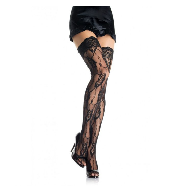 LEG AVENUE -BAS EN DENTELLE ROMANTIQUE FLEURIE LEG AVENUE -BAS EN DENTELLE ROMANTIQUE FLEURIE