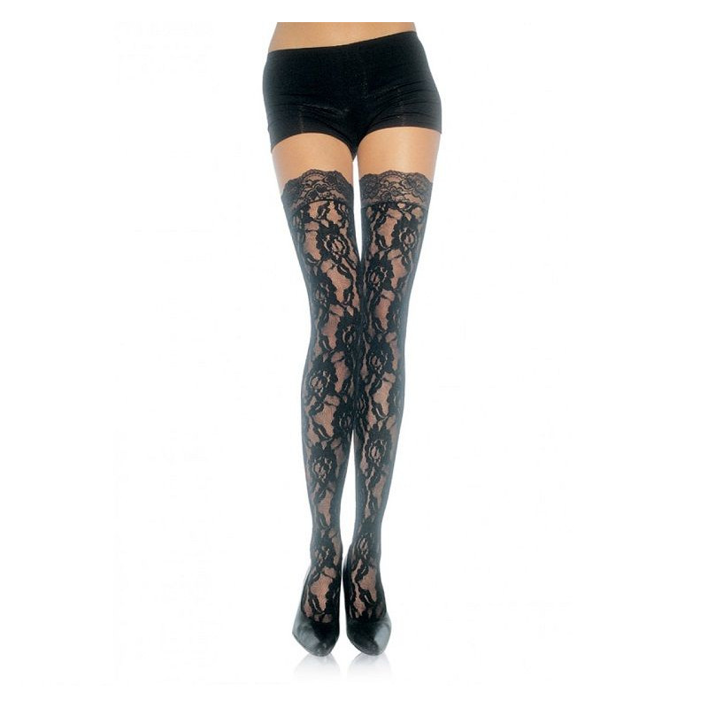 LEG AVENUE - BAS EN DENTELLE FLEURIE LEG AVENUE - BAS EN DENTELLE FLEURIE