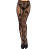 LEG AVENUE - STOCKING FLOWERS DESIGN BACK CROTHLESS ONE SIZE