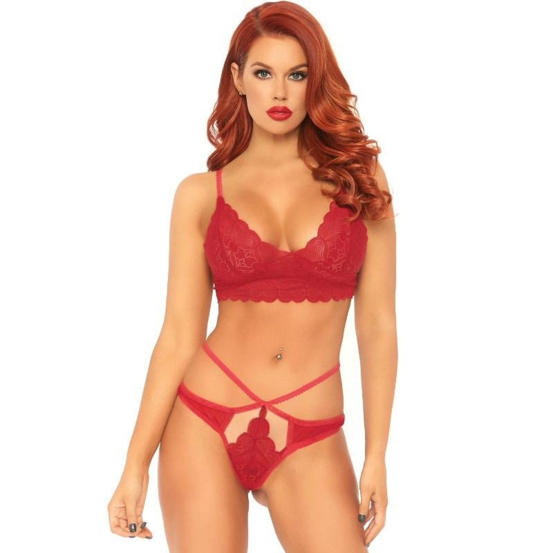 LEG AVENUE - 2 PIECES SET LACE BRALETTE AND THONG S/M LEG AVENUE - 2 PIECES SET LACE BRALETTE AND THONG S/M
