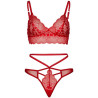 LEG AVENUE - 2-CZESCIOWY KOMPLET KORONKOWY BRANSOLET I STRINGI S/M