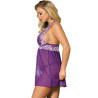 SUBBLIME - BABYDOLL BIALE KWIATOWE KORONKI FIOLETOWE S/M
