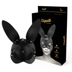 COQUETTE CHIC DESIRE - WEGANSKA SKORZANA MASKA Z USZAMI KROLIKA