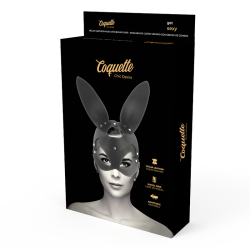 COQUETTE CHIC DESIRE - WEGANSKA SKORZANA MASKA Z USZAMI KROLIKA