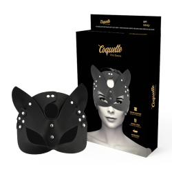 COQUETTE CHIC DESIRE - WEGANSKA SKORZANA MASKA Z KOTYMI USZAMI