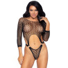 LEG AVENUE - TOP BODY Z STRINGAMI Z TYLU JEDEN ROZMIAR - CZARNY