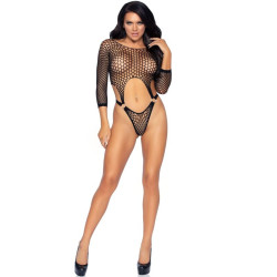 LEG AVENUE - BODY TANGA DE MANGA LARGA TALLA ÚNICA NEGRO