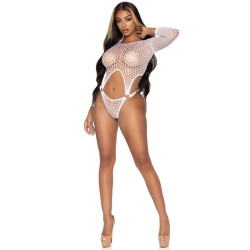 LEG AVENUE - BODY TANGA DE MANGA LARGA TALLA ÚNICA BLANCO