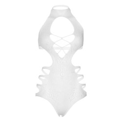 LEG AVENUE - BODY Z WYCIETYMI PASKAMI JEDEN ROZMIAR - BIALY