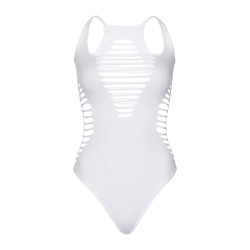LEG AVENUE - BODY THONG RACERBACK WHITE