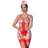CHILIROSE - CR 4631 ZESTAW BODY PIELEGNIARKA BEZ KROKA CZERWONY L/XL