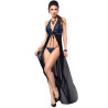 CHILIROSE - CR 3856 BABYDOLL DLUGA NIEBIESKO-CZARNA S/M