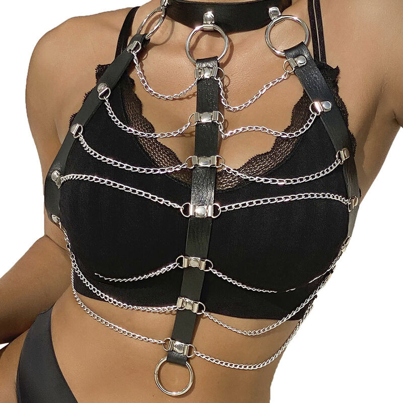 SUBBLIME - CHEST HARNESS LEATHER CHAINS BLACK ONE SIZE SUBBLIME - CHEST HARNESS LEATHER CHAINS BLACK ONE SIZE
