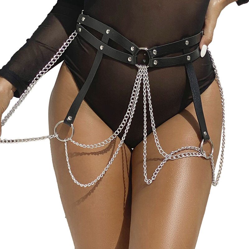 SUBBLIME - CINTURON DE CADENAS ANILLAS CUERO NEGRO TALLA ÚNICA SUBBLIME - CINTURON DE CADENAS ANILLAS CUERO NEGRO TALLA ÚNICA