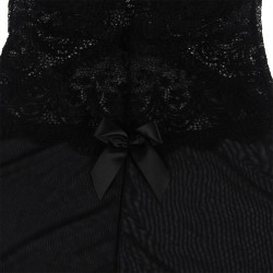 SUBBLIME - TIULOWA TKANINA BABYDOLL Z KORONKA I KWIATAMI CZARNY L/XL