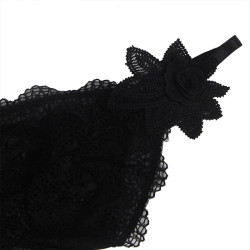 SUBBLIME - TIULOWA TKANINA BABYDOLL Z KORONKA I KWIATAMI CZARNY L/XL