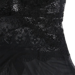 SUBBLIME - TIULOWA TKANINA BABYDOLL Z KORONKA I KWIATAMI CZARNY L/XL