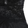 SUBBLIME - TIULOWA TKANINA BABYDOLL Z KORONKA I KWIATAMI CZARNY L/XL