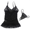 SUBBLIME - BABYDOLL Z REGULOWANYMI PASKAMI I PRZEZROCZYSTA KORONKA W KWIATOWY NADRUK CZARNY S/M
