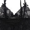 SUBBLIME - BABYDOLL Z REGULOWANYMI PASKAMI I PRZEZROCZYSTA KORONKA W KWIATOWY NADRUK CZARNY S/M