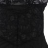 SUBBLIME - BABYDOLL Z REGULOWANYMI PASKAMI I PRZEZROCZYSTA KORONKA W KWIATOWY NADRUK CZARNY S/M