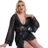 SUBBLIME - BATA TELA TRANSPARENTE DETALLE ENCAJE NEGRO L/XL