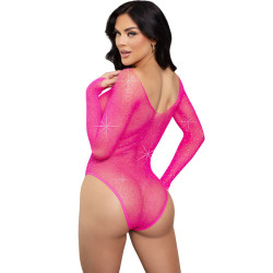 LEG AVENUE - KRYSTALIZOWANE BODY Z DLUGIM REKAWEM FUKSJA
