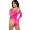 LEG AVENUE - KRYSTALIZOWANE BODY Z DLUGIM REKAWEM FUKSJA