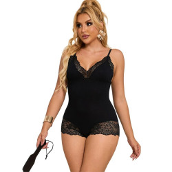 SUBBLIME - CZARNA KWIATOWA KORONKA TEDDY S/M