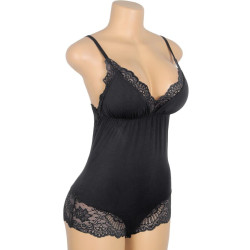 SUBBLIME - CZARNA KWIATOWA KORONKA TEDDY S/M