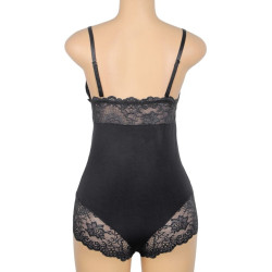 SUBBLIME - SCHWARZER TEDDY MIT BLUMENSPITZENDETAIL S/M