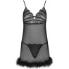LIVCO CORSETTI FASHION - ZESTAW ZERUNAM BABYDOLL + CZARNE STRINGI