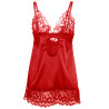 SUBBLIME - SATYNOWA BABYDOLL Z KORONKA CZERWONA S/M