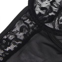 SUBBLIME - TEDDY WITH GARTER WITH LACE DETAIL AND STRIPS BLACK S/M