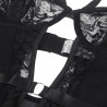 SUBBLIME - TEDDY WITH GARTER WITH LACE DETAIL AND STRIPS BLACK S/M