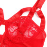 SUBBLIME - TEDDY WITH GARTER WITH LACE DETAIL AND STRIPS RED L/XL