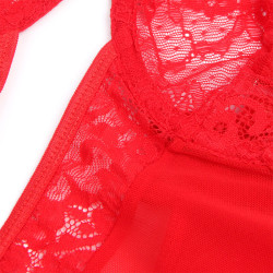 SUBBLIME - TEDDY WITH GARTER WITH LACE DETAIL AND STRIPS RED L/XL