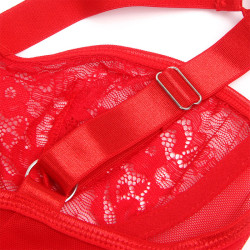 SUBBLIME - TEDDY WITH GARTER WITH LACE DETAIL AND STRIPS RED L/XL