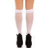 LEG AVENUE - CALZE AL GINOCCHIO CON VOLANT BIANCO