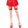 LEG AVENUE - MUSHROOM WYSOKIE SKARPETKI CZERWONE/BIALE