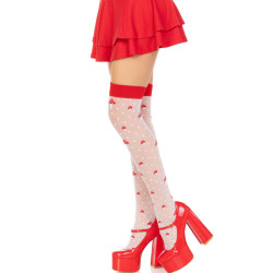 LEG AVENUE - MUSHROOM WYSOKIE SKARPETKI CZERWONE/BIALE