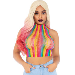 LEG AVENUE - WIELOKOLOROWY TOP Z SIATKI