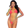 LEG AVENUE - WIELOKOLOROWE BODY Z SIATKIEM Z DLUGIM REKAWEM