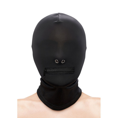 NS NOVELTIES - FETISH & FASHION FECHADO BOCA COM ZÍPER CAPUZ NYLON PRETO