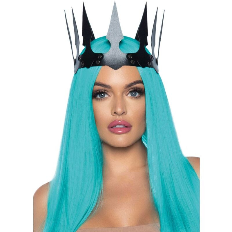 LEG AVENUE - SYNTETYCZNA SKÓRZANA KORONA MALEFICENT Z ĆWIEKAMI CZARNY