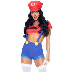 LEG AVENUE - SEKSUALNY KOSTIUM MARIO BROS CZERWONY/NIEBIESKI S