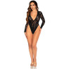 LEG AVENUE - BODY AUS SPITZE UND LANGEN ÄRMELN MIT DIAMANTEN, SCHWARZ, EINHEITSGRÖSSE